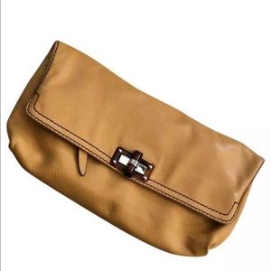 Authentic Lanvin foldover lock clutch mustard